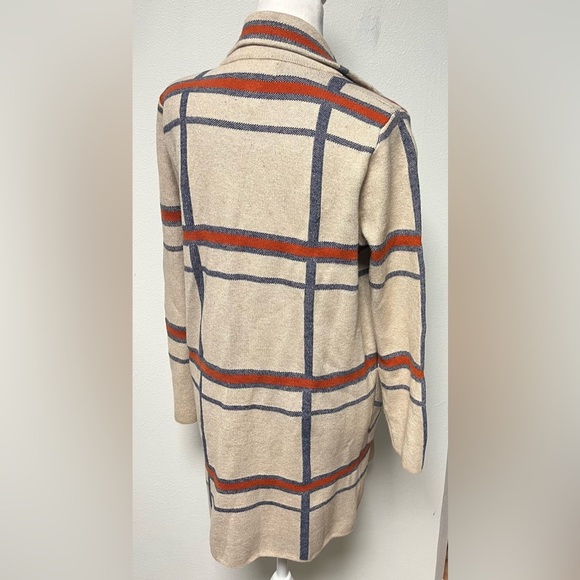 Oliver O Women's Tan Navy & Orange 
Open Front Jacket With Pockets 
Size Small - Picture 6 of 6